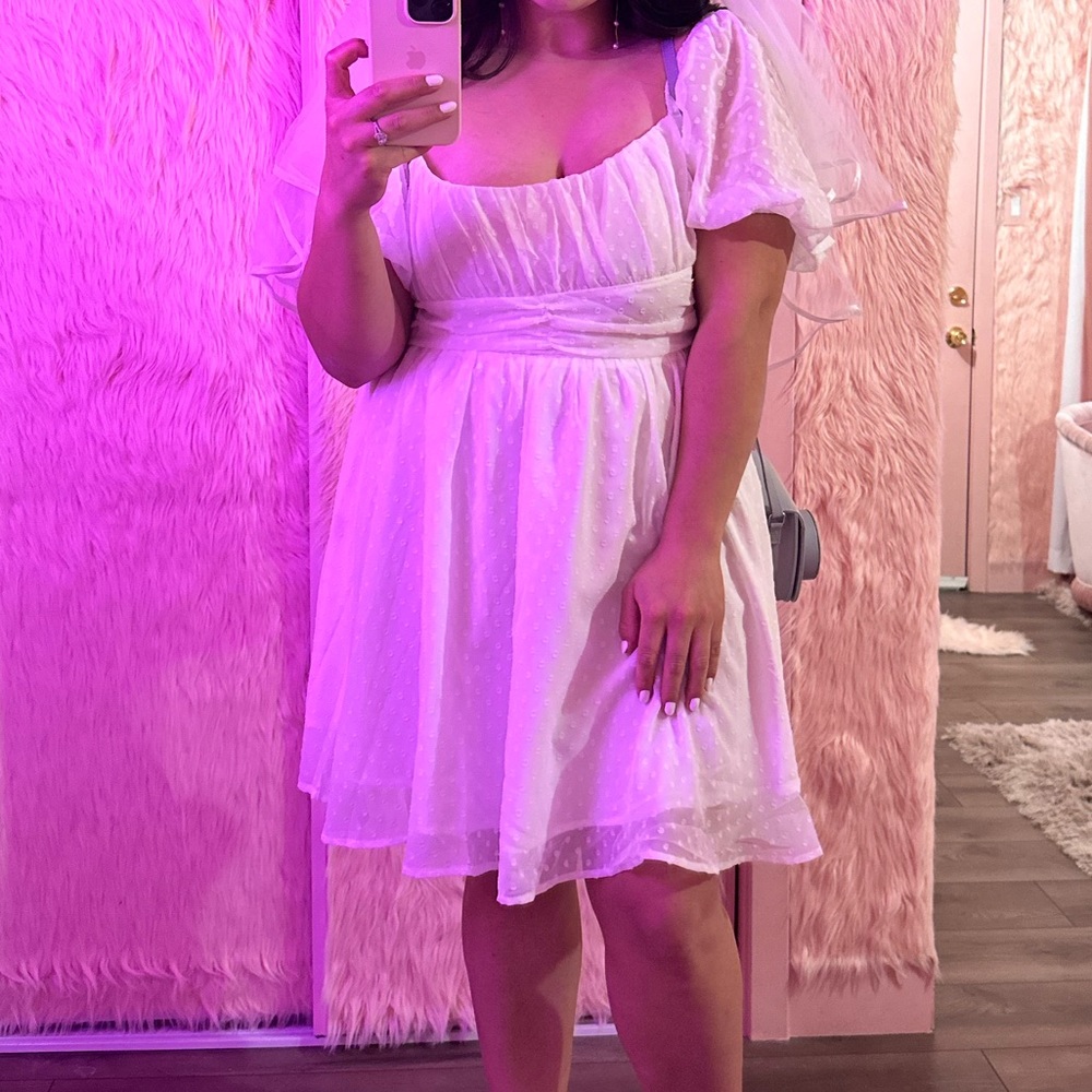 White polka dot dress